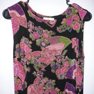 Women's The Travel Collection Floral Tank Sleeveless Top-Size Petite Medium (PM)